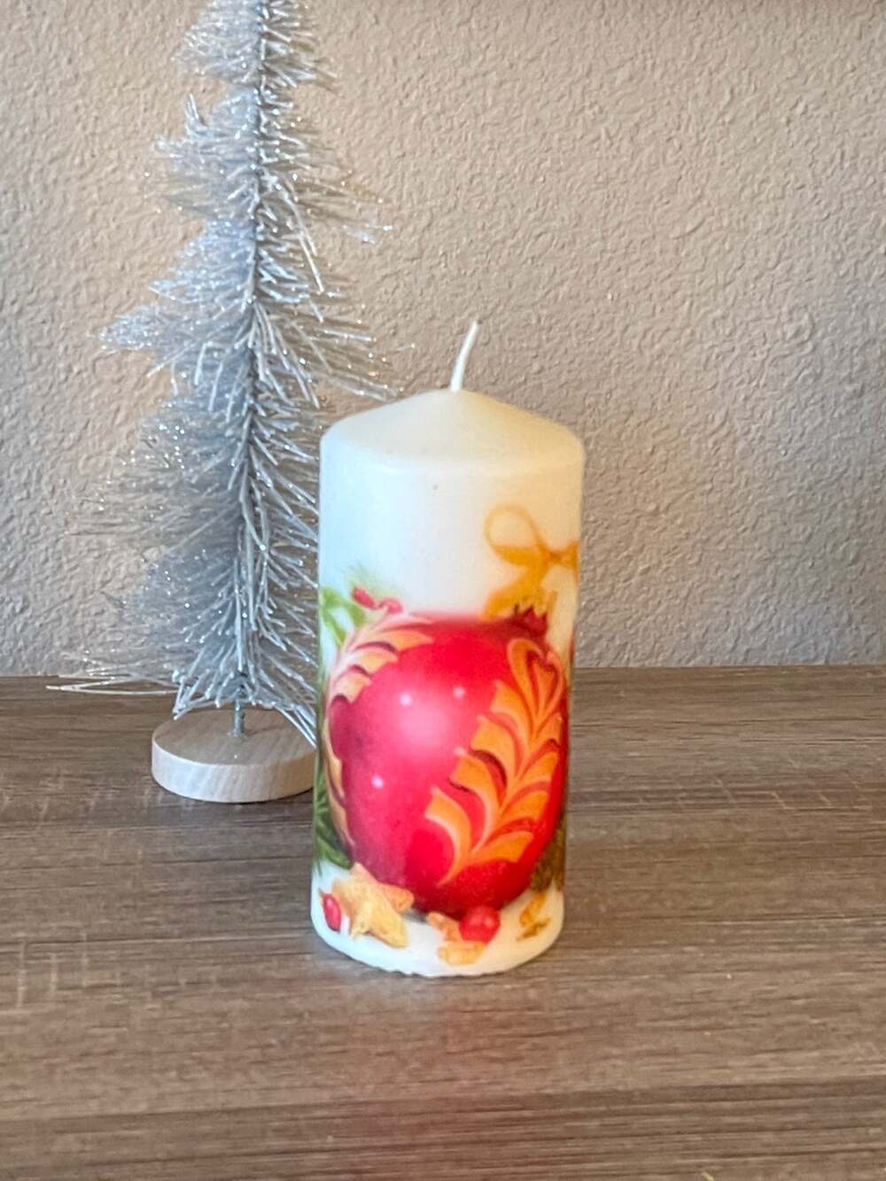 Hand decorated Cute Christmas candle